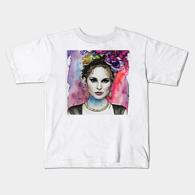 Natalie and flowers Kids T-Shirt by bogfl